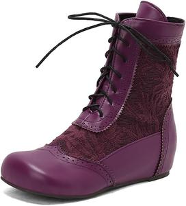 Женские ботинки на щиколотку с круглым носком, шнуровкой и особенно широкой колодкой BLXQPYT, Purple