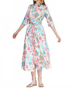 Бренда Платье в бирюзовом и коралловом цветах Vilagallo