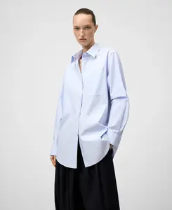 Женская хлопковая рубашка с отложным воротником Adolfo Dominguez, светло-голубой