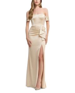 Платье Gabrielle с открытыми плечами Dress the Population, коричневый/бежевый