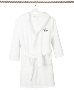 Детский халат с капюшоном и двойной обивкой в виде короны гепарда Linum Home, белый