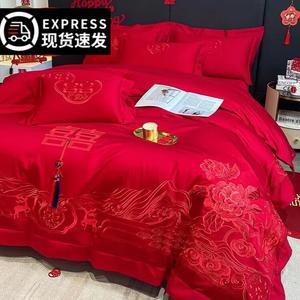 FUANNA Комплект постельного белья 1.8M, 200x230 см, хлопок, цветы, ярко-красный