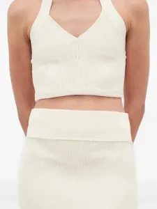 Топ в рубчик с воротником-хомутом Wardrobe.Nyc, нейтральный