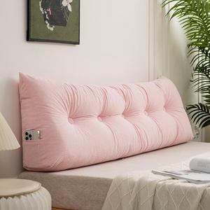 Generic Треугольная клиновидная подушка-изголовье для чтения с поддержкой спины и съемным чехлом Pink