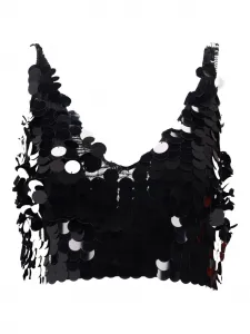 Укороченный топ с пайетками P.A.R.O.S.H., черный