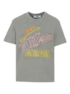 Футболка с коротким рукавом и графическим принтом MSGM Kids, серый