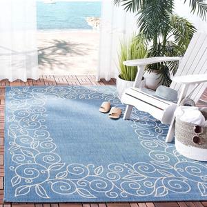 Ковер SAFAVIEH, 122 x 171 см, Washable коллекции Outdoor Courtyard - Blue & Beige, Non-Shedding & Easy Cleaning, идеален для патио, заднего двора, прихожей (CY5139C)