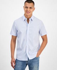 Мужская хлопковая рубашка в полоску классического кроя на пуговицах Michael Kors, White