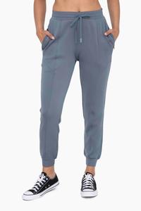 Синие джоггеры с манжетами и высокой талией Mono b