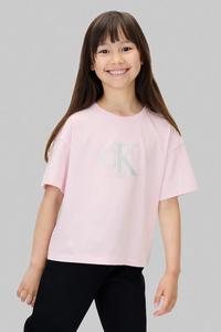 Детская хлопковая футболка Calvin Klein Jeans, розовый