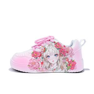 Легкие и дышащие низкие кеды для скейтборда Unisex, White-Blossom Season Girlish-ZLA2123D