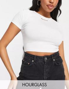 Белая укороченная приталенная футболка ASOS Hourglass