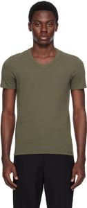 Футболка из эластичного хлопкового джерси цвета хаки TOM FORD, хаки