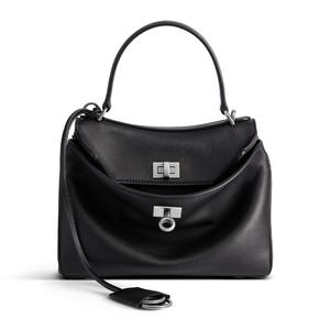 Балэнсиага Мини Сумка Через Плечо Чёрная Женская Из Телячьей Кожи