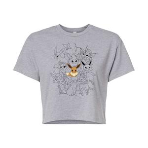 Укороченная футболка с рисунком Pokémon Eevee Group Evolution для юниоров Licensed Character, серый
