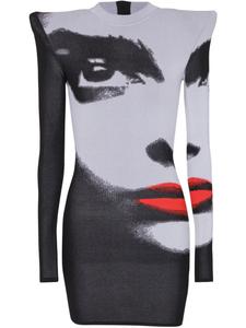 Balmain платье мини с принтом, белый