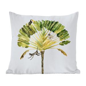 Декоративная подушка MuchoWow, диванная подушка для гостиной, декоративная подушка 60 x 60 см джунгли - обезьяна - тукан - чехол на подушку - хлопчатобумажная ткань - декоративные чехлы на подушки