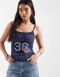 Темно-синяя двусторонняя майка с цветочным принтом Hollister