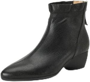 Женские ботильоны на танкетке с задней молнией, рабочие ботинки с противоскользящей подошвой для офиса и делового стиля Azttoztto, Black (No Fleece)