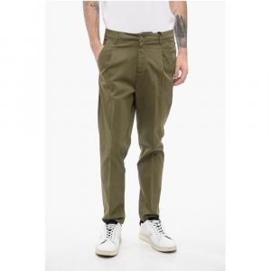 CC COLLECTION Брюки из эластичного хлопкового чисона со шлевками для ремня Corneliani, Army