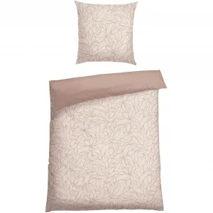 Двустороннее постельное белье Schiesser «Листья из мягкого хлопка с простым ботаническим принтом», «Сделано в зеленом цвете», серо-коричневый