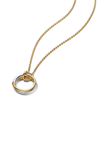 Двухцветное ожерелье с подвеской органической формы Pandora, стерлинговое серебро, покрытие 14-каратным золотом