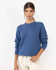 Женский джемпер с косами и круглый вырез El Ganso, синий