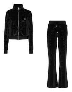 Комплект для бега: топ/брюки со стразами и монограммой PHILIPP PLEIN, черный/черный