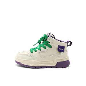 Увеличивающие рост, износостойкие, легкие, амортизирующие, противоударные, детские кроссовки для повседневной носки ST&SAT, белый/лиловый