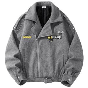 Куртка Unisex Lapel Thickened HUANQIU, серый fleece-lined