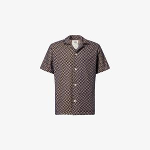 Рубашка Puzzle cuba Oas из хлопка с абстрактным принтом, серый/коричневый