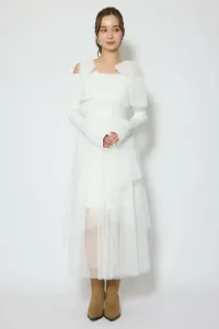 Платье из тюля с ленточкой на плечах Rienda, цвет Wht