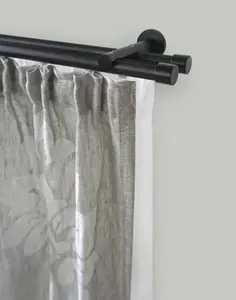 Карниз для штор GARESA "ORNELLA", 2 направляющие, желаемая длина, комплект для штор, простой в сборке, выдвижной, настенный монтаж, колпачок 430 см, Ø 20 мм, черный