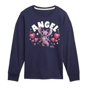 Футболка с длинным рукавом и принтом ангела Лило и Стич для мальчиков 8-20 лет Disney, синий