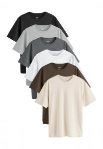 Футболка Next 6 PACK STANDARD, Black White Grey Slate Grey Stone Brown/White