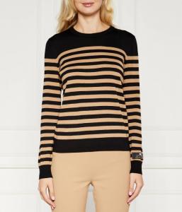 Свитер женский Elisabetta Franchi шерстяной в полоску, черно-коричневый