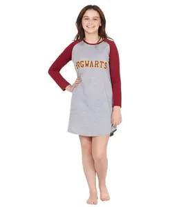 Ночная рубашка с длинными рукавами для девочек в стиле реглан с гербом факультета Хогвартса Harry Potter, серый