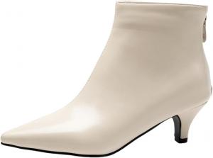 Модные ботильоны на каблуке-кошке для женщин с острым носком и молнией, офисные ботинки EU32-48 Cantianshu, 71 Beige