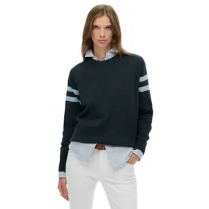 Свитер Superdry Relaxed Stripe Knitted, синий