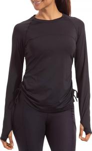 Bloquv Женская солнцезащитная рубашка с длинным рукавом и шнурком UPF 50, черный