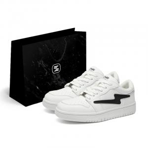 ZHR Низкие скейтерские кроссовки унисекс бело-черные в шоппере, цвет White Black-Shopping Bag