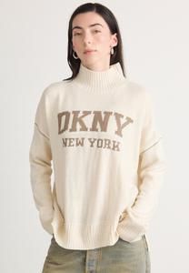 Джемпер DKNY INTARSIA LOGO TURTLENECK HIGH LOW BOXY SWEATER, Blonde/Taupe/Sand