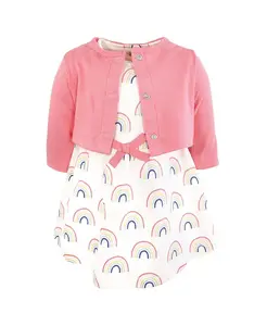 Комплект для девочек из натурального хлопка: платье и кардиган Touched By Nature, желтый