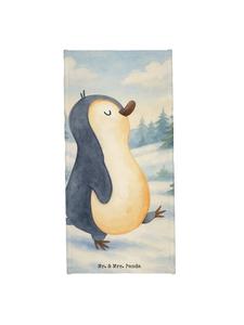 Mr. & Mrs. Panda Пляжное полотенце с изображением пингвина, с трогательным рисунком, без слогана, нежно-голубого цвета