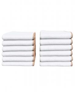 Набор из 12 быстросохнущих хлопковых салфеток с декоративной каймой Linery & Co, White / clay