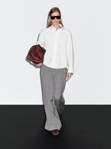 Рубашка из 100% хлопка с декоративными швами Massimo Dutti, белый