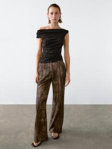 Драпированный топ без бретелек Massimo Dutti, черный