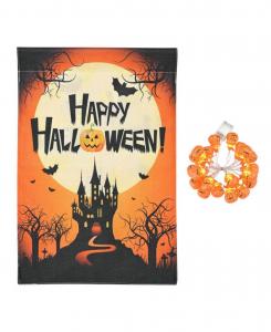 Гирлянда из тыкв на Хэллоуин с садовым флагом и фонариком в виде полной луны для украшения двора (2025 год) Yescom, цвет natrual