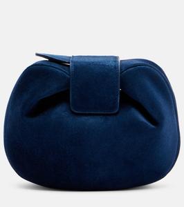 Мягкий полуминиатюрный клатч из замши Gabriela Hearst, темно-синий