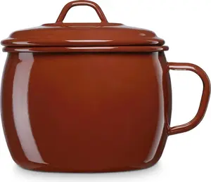 Кастрюля Terra, эмалированная сталь, 14 см, с крышкой, 2 л, подходит для индукционных плит, винтажный коричневый цвет Briebe